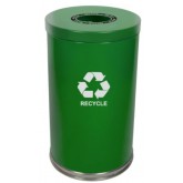WITT Emoti-Can Indoor Steel Recycling Receptacle w/ 7” Round Slot - 18” diameter, Green